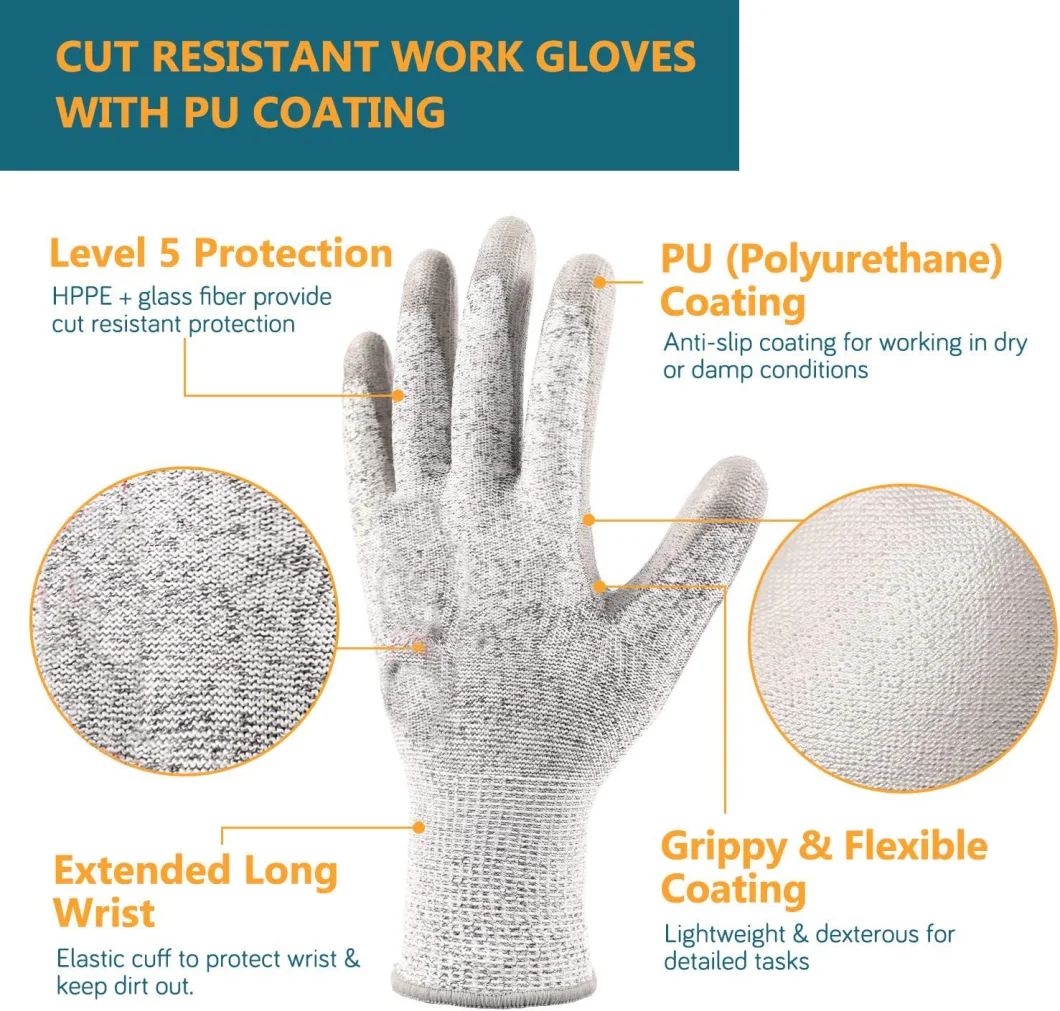 Abrasion Resistant Anti-Slip Comfort Fit Ultra Durable Series Nitrile Coated Cut Proof Resistant Gloves